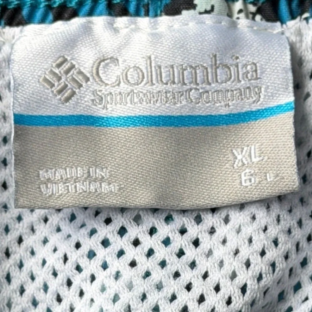 Columbia PFG Men's XL Blue Tropical Palm Fish Print Omni-Shade Fishing Shorts 40